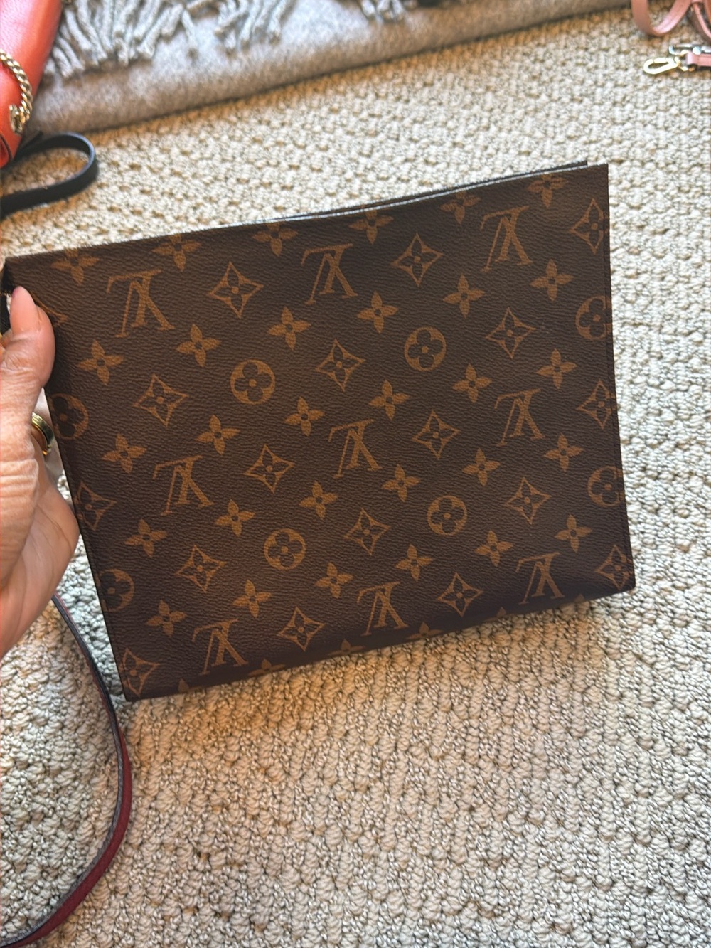 Louis Vuitton Monogram Zip Clutch - Brown and Tan with Gold Hardware